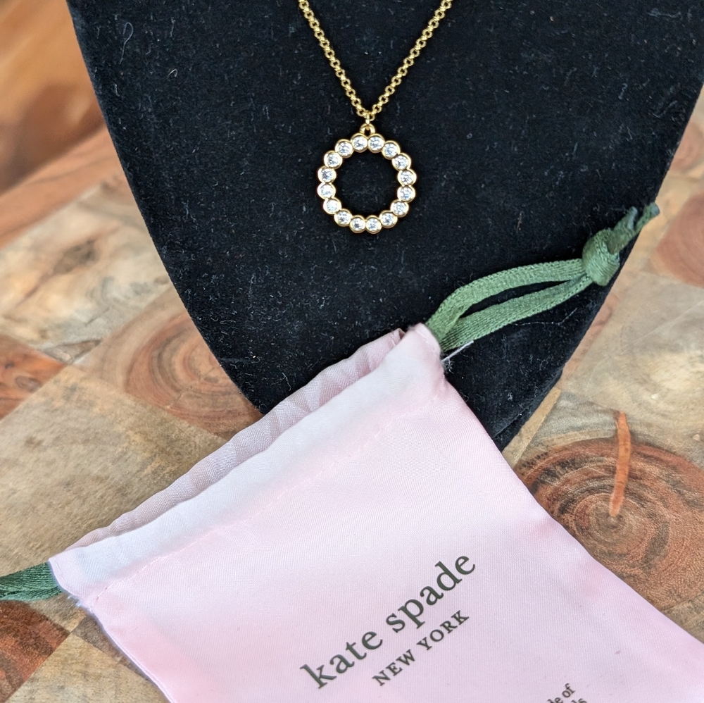 Kate Spade Full Circle Gold / Cubic Zirconia Necklace With Dust Bag Nwt ❤️